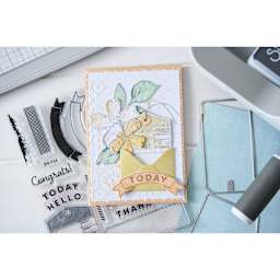 Sizzix Floral Pattern Stamp & Framelit Set - Sweet Sprigs, finished page of scrapbook