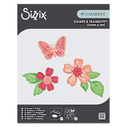 Sizzix Floral Pattern Stamp & Framelit Set - Sweet Sprigs, front of packaging