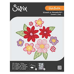 Sizzix Floral Pattern Stamp & Framelit Set - Floral Layers #1, front of packaging