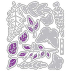 Sizzix Floral Pattern Stamp & Framelit Set - Greenery Layers #1, contents