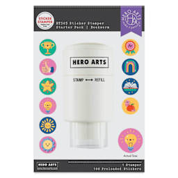 Hero Arts Sticker Stamper Starter Pack - Pkg of 100 Stickers, Bookworm front of packaging