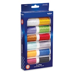 Brother Premium Embroidery Thread - Assorted, 430 yds, Set of 12