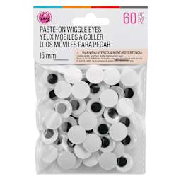Cousin DIY Paste-On Wiggle Eyes - Pkg of 60, Black, 15 mm front of packaging
