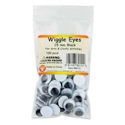 Hygloss Wiggle Eyes - 15 mm, Pkg of 100, in package