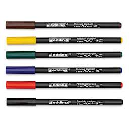 Edding 4200 Series Porcelain Brush Pens - Set of 6, Family (Pens with caps on)