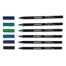 Edding 4200 Series Porcelain Brush Pens - Set of 6, Cool (Pens with caps off)
