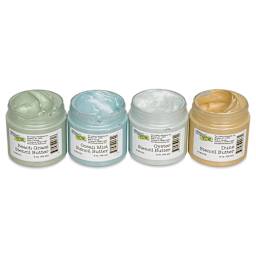 Stencil Butter Acrylic Paints - Coastal, Pkg of 4, 2 oz Jars with lids open