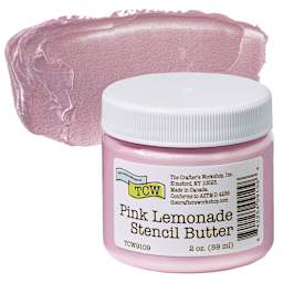 Stencil Butter Acrylic Paint - Pink Lemonade, 2 oz, Jar and swatch