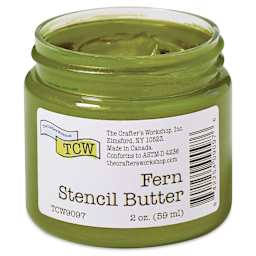 Stencil Butter Acrylic Paint - Fern with lid off
