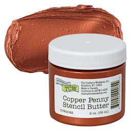 Stencil Butter Acrylic Paint - Copper Penny, 2 oz, Jar and swatch