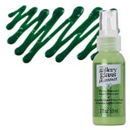 Gallery Glass Paint - Shimmer Green, 2 oz bottle and swatch