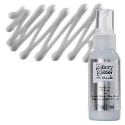 Gallery Glass Paint - Metallic Platinum, 2 oz bottle and swatch