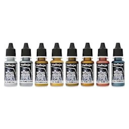 Vallejo Acrylic Model Color Paints Set - Set of 8, Metallics set contents