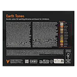 Vallejo Acrylic Model Color Paints Set - Set of 16, Earth Tones back of package
