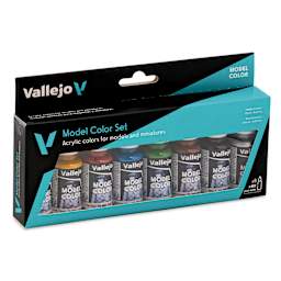 Vallejo Acrylic Model Color Paints Set - Set of 8, Wargame Basics, 18 ml front of packaging