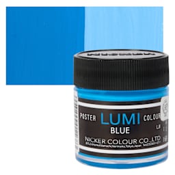 Nicker Lumi Poster Colour Paint - Lumi Blue, 40 ml jar and swatch