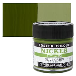 Nicker Poster Colour Paint - Olive Green, 40 ml jar and swatch