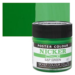 Nicker Poster Colour Paint - Sap Green, 40 ml jar and swatch