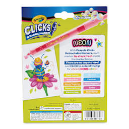Crayola Clicks Retractable Markers - Set of 10, Neon Colors, back of packaging