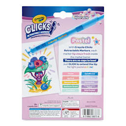 Crayola Clicks Retractable Markers - Set of 10, Pastel Colors, back of packaging