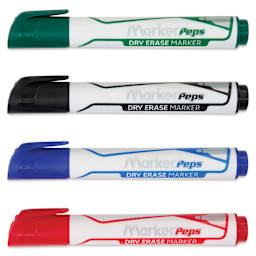 Maped Marker'Peps Dry Erase Marker Set - Jumbo Bullet Tip, Assorted, Set of 4, caps on