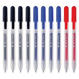 Sakura Gelly Roll Retractable Classic Pens - Assorted, Medium Tip, Set of 10, pens laid out