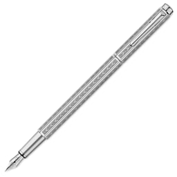 Caran d'Ache Ecridor Chevron Fountain Pen - Platinum Coated, Broad (image shows a different size nib)
