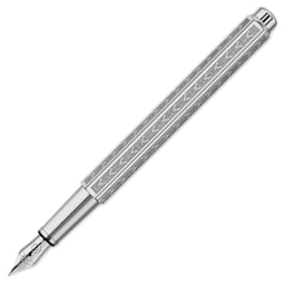Caran d'Ache Ecridor Chevron Fountain Pen - Platinum Coated, Broad, cap off (image shows a different size nib)