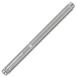 Caran d'Ache Ecridor Retro Fountain Pen - Platinum Coated, Broad Nib, cap on (image shows a different size nib)