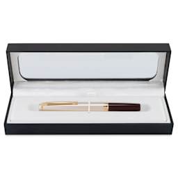 Pilot E95S Fountain Pen - Burgundy and Ivory, inside case