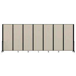 Screenflex Full Motion Room Divider - 7'6" x 19'7", Sand, 7 Panel