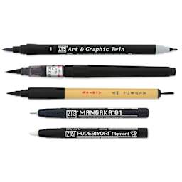 Kuretake Zig Illustration Set - Set of 5, Basic No. 2, contents