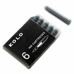 Kolo Fountain Pen Ink Cartridges - Pkg of 6, Black, opening packaging showing cartridges