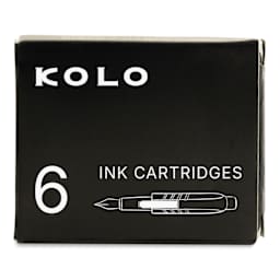 Kolo Fountain Pen Ink Cartridges - Pkg of 6, Black, front of packaging