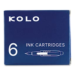 Kolo Fountain Pen Ink Cartridges - Pkg of 6, Blue, front of packaging