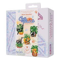 Diamond Art Club Mini Dazzles Kit - Cats with Plants, front of packaging