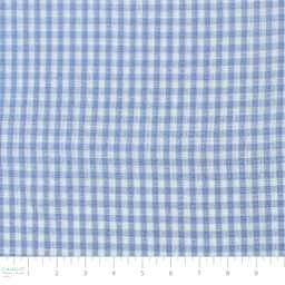 Camelot Linen Checks - Light Blue, 57" x 15 yds, close-up of bolt