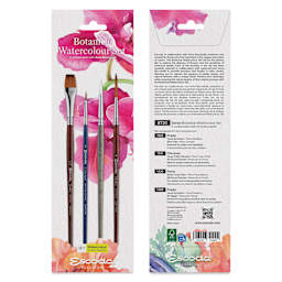 Escoda Botanical Watercolor Brushes - Set of 4, front and back of packaging