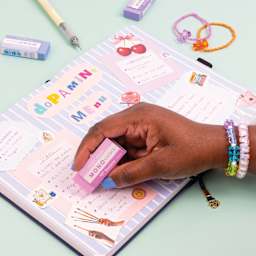 Tombow Mono Colors Eraser - Pink, in use