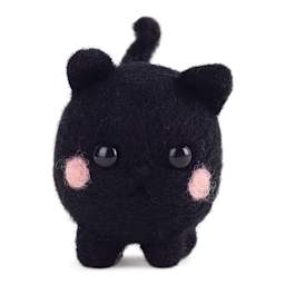 Pokeya Needle Felting Kit - Shadow The Cat, front of finished kit