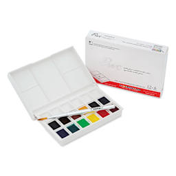 ShinHan PWC Extra Fine Half Pan Watercolors - Set of 12, Assorted Colors, Half Pans