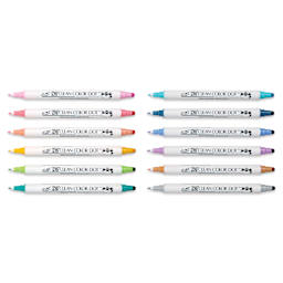 Zig Clean Color Dot Markers - Set of 12, Assorted Colors, markers with caps off