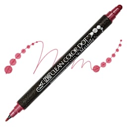 Zig Clean Color Dot Dual Tip Marker - Metallic Red, swatch and marker