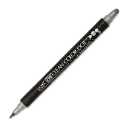 Zig Clean Color Dot Dual Tip Marker - Metallic Silver, caps off