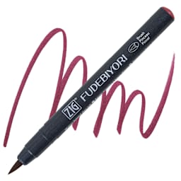 Zig Fudebiyori Brush Pen - Deep Red pen and swatch