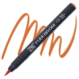 Zig Fudebiyori Brush Pen - Orange pen and swatch