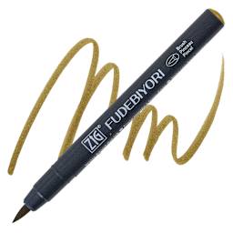 Zig Fudebiyori Brush Pen - Dark Oatmeal  pen and swatch