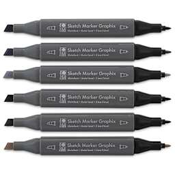 Marabu Graphix Sketch Markers - Alpha Robot, Set of 6