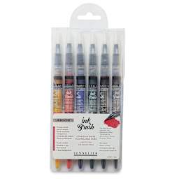 Sennelier Ink Brushes - Iridescent Colors, Set of 6, front of package