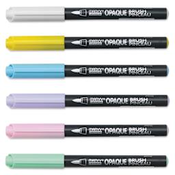 Marvy Uchida Opaque Brush Marker - Set of 6, Pastel, caps on